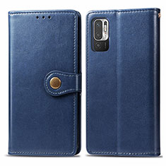 Leather Case Stands Flip Cover Holder S05D for Xiaomi POCO M3 Pro 5G Blue