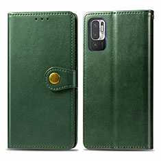 Leather Case Stands Flip Cover Holder S05D for Xiaomi POCO M3 Pro 5G Green