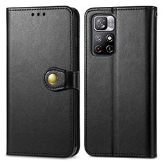 Leather Case Stands Flip Cover Holder S05D for Xiaomi Poco M4 Pro 5G Black