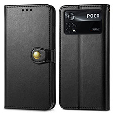 Leather Case Stands Flip Cover Holder S05D for Xiaomi Poco X4 Pro 5G Black