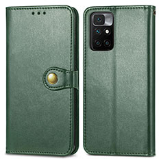 Leather Case Stands Flip Cover Holder S05D for Xiaomi Redmi 10 (2022) Green