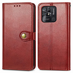 Leather Case Stands Flip Cover Holder S05D for Xiaomi Redmi 10C 4G Red