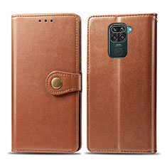 Leather Case Stands Flip Cover Holder S05D for Xiaomi Redmi 10X 4G Brown