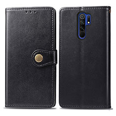 Leather Case Stands Flip Cover Holder S05D for Xiaomi Redmi 9 Prime India Black
