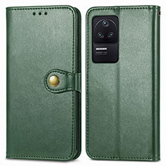 Leather Case Stands Flip Cover Holder S05D for Xiaomi Redmi K40S 5G Green