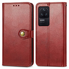 Leather Case Stands Flip Cover Holder S05D for Xiaomi Redmi K40S 5G Red