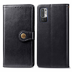 Leather Case Stands Flip Cover Holder S05D for Xiaomi Redmi Note 10 5G Black