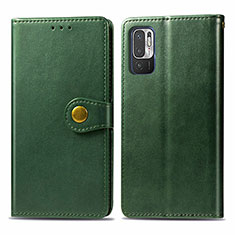 Leather Case Stands Flip Cover Holder S05D for Xiaomi Redmi Note 10 5G Green