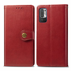 Leather Case Stands Flip Cover Holder S05D for Xiaomi Redmi Note 10 5G Red