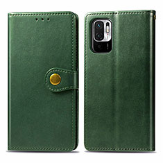 Leather Case Stands Flip Cover Holder S05D for Xiaomi Redmi Note 10 JE 5G Green