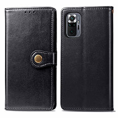 Leather Case Stands Flip Cover Holder S05D for Xiaomi Redmi Note 10 Pro 4G Black