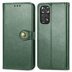 Leather Case Stands Flip Cover Holder S05D for Xiaomi Redmi Note 11 Pro 4G Green