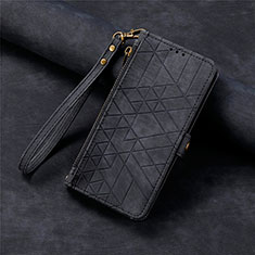 Leather Case Stands Flip Cover Holder S06D for Apple iPhone 15 Plus Black