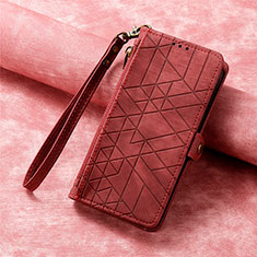 Leather Case Stands Flip Cover Holder S06D for Apple iPhone 15 Red