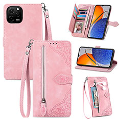 Leather Case Stands Flip Cover Holder S06D for Huawei Enjoy 50z Pink