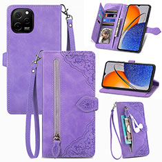 Leather Case Stands Flip Cover Holder S06D for Huawei Enjoy 50z Purple