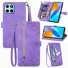 Leather Case Stands Flip Cover Holder S06D for Huawei Honor 70 Lite 5G Purple