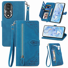 Leather Case Stands Flip Cover Holder S06D for Huawei Honor 80 5G Blue