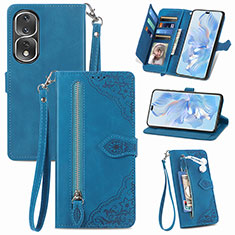 Leather Case Stands Flip Cover Holder S06D for Huawei Honor 80 Pro 5G Blue