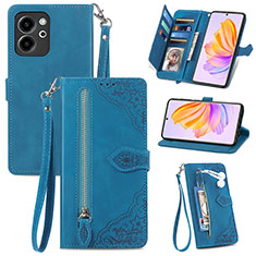 Leather Case Stands Flip Cover Holder S06D for Huawei Honor 80 SE 5G Blue