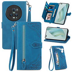 Leather Case Stands Flip Cover Holder S06D for Huawei Honor Magic5 Pro 5G Blue