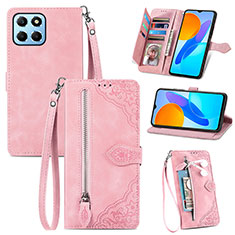 Leather Case Stands Flip Cover Holder S06D for Huawei Honor X6 5G Pink