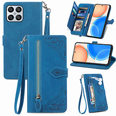 Leather Case Stands Flip Cover Holder S06D for Huawei Honor X8 4G Blue