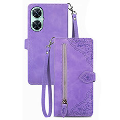 Leather Case Stands Flip Cover Holder S06D for Huawei Nova 11i Purple