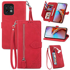 Leather Case Stands Flip Cover Holder S06D for Motorola Moto Edge 40 Pro 5G Red