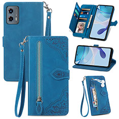 Leather Case Stands Flip Cover Holder S06D for Motorola Moto G 5G (2023) Blue