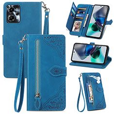 Leather Case Stands Flip Cover Holder S06D for Motorola Moto G13 Blue