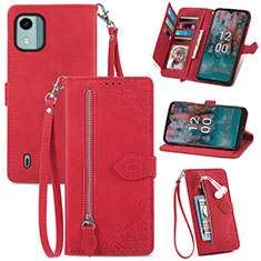 Leather Case Stands Flip Cover Holder S06D for Nokia C12 Pro Red