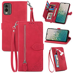 Leather Case Stands Flip Cover Holder S06D for Nokia C210 Red