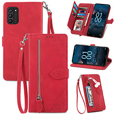 Leather Case Stands Flip Cover Holder S06D for Nokia G100 Red