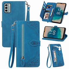 Leather Case Stands Flip Cover Holder S06D for Nokia G22 Blue