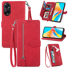 Leather Case Stands Flip Cover Holder S06D for Oppo A98 5G Red