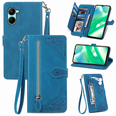 Leather Case Stands Flip Cover Holder S06D for Realme C33 (2023) Blue