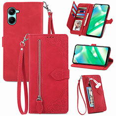 Leather Case Stands Flip Cover Holder S06D for Realme C33 Red