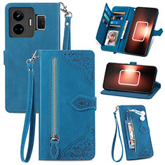 Leather Case Stands Flip Cover Holder S06D for Realme GT Neo6 5G Blue