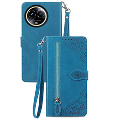 Leather Case Stands Flip Cover Holder S06D for Realme V50s 5G Blue