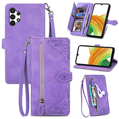 Leather Case Stands Flip Cover Holder S06D for Samsung Galaxy A13 4G Purple