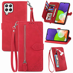 Leather Case Stands Flip Cover Holder S06D for Samsung Galaxy A22 4G Red