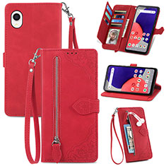 Leather Case Stands Flip Cover Holder S06D for Samsung Galaxy A22 5G SC-56B Red