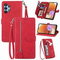 Leather Case Stands Flip Cover Holder S06D for Samsung Galaxy A32 4G Red