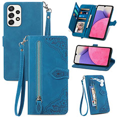 Leather Case Stands Flip Cover Holder S06D for Samsung Galaxy A33 5G Blue