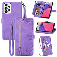 Leather Case Stands Flip Cover Holder S06D for Samsung Galaxy A33 5G Purple