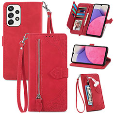 Leather Case Stands Flip Cover Holder S06D for Samsung Galaxy A33 5G Red