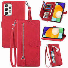 Leather Case Stands Flip Cover Holder S06D for Samsung Galaxy A72 5G Red