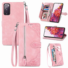 Leather Case Stands Flip Cover Holder S06D for Samsung Galaxy S20 FE (2022) 5G Pink