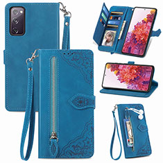 Leather Case Stands Flip Cover Holder S06D for Samsung Galaxy S20 FE 4G Blue